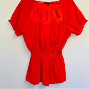 Gianni Bini Coral Orange Ruched Blouse